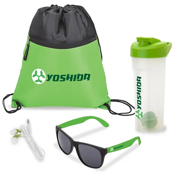 Four-piece gift set with 28 oz. PP shaker cup, UV400 sunglasses,... from ASI 67866 Logomark/Valumark
