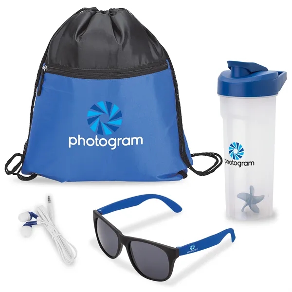 Four-piece gift set with 28 oz. PP shaker cup, UV400 sunglasses,... from ASI 67866 Logomark/Valumark
