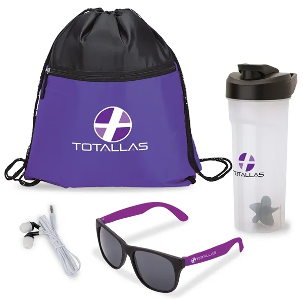Four-piece gift set with 28 oz. PP shaker cup, UV400 sunglasses,... from ASI 67866 Logomark/Valumark