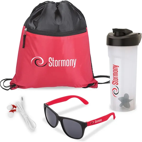 Four-piece gift set with 28 oz. PP shaker cup, UV400 sunglasses,... from ASI 67866 Logomark/Valumark