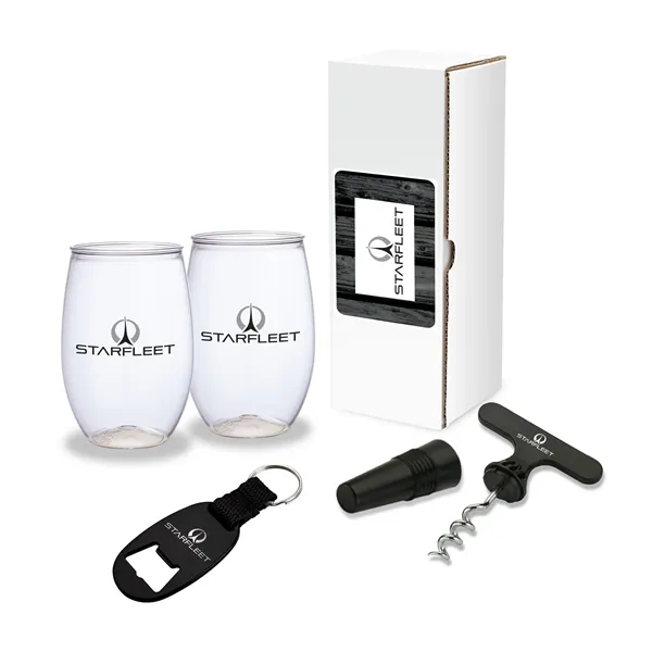 4 piece gift set with two 16 oz. PET wine tumblers,... from ASI 67866 Logomark/Valumark