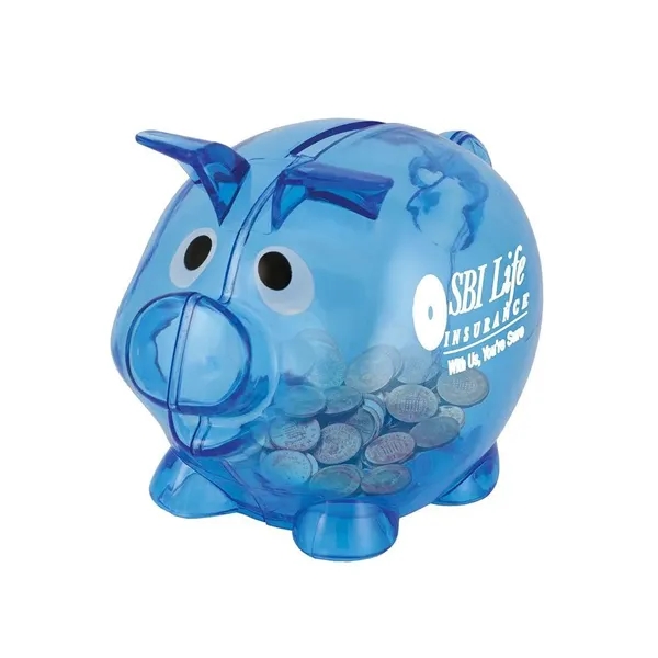 Small plastic piggy bank with handy twist lock plug.... from ASI 68507 The Magnet Group / Perfect Line