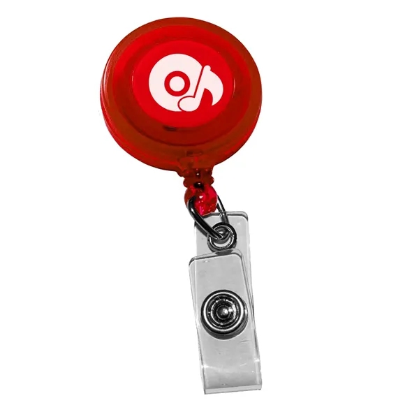 Round retractable badge holder with 30" long nylon cord and a... from ASI 68507 The Magnet Group / Perfect Line