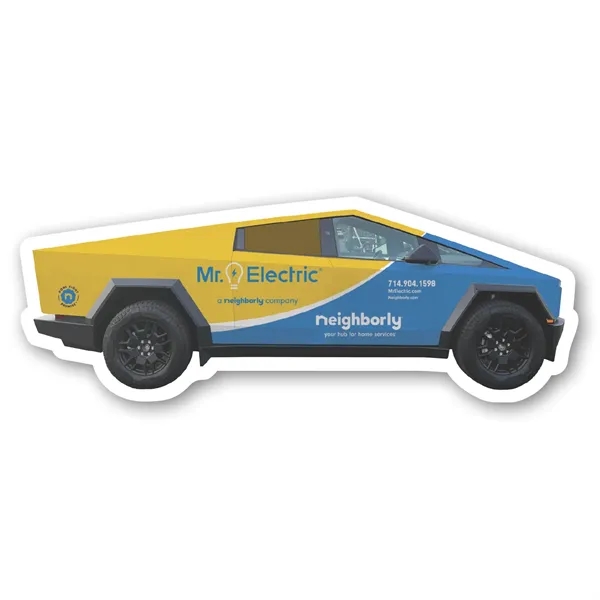Electric truck shaped magnet featuring four color process customization.... from ASI 68507 The Magnet Group / Magnet LLC™