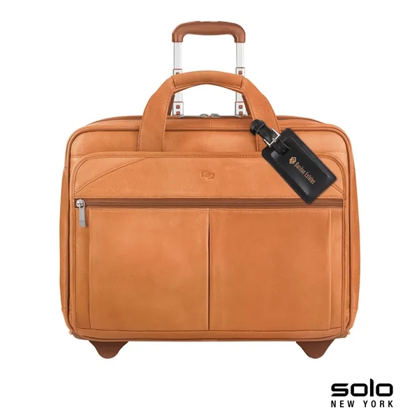 6.5" x 12.5" x 16.5" Solo® leather rolling trolley case with... from ASI 67866 Logomark/Valumark