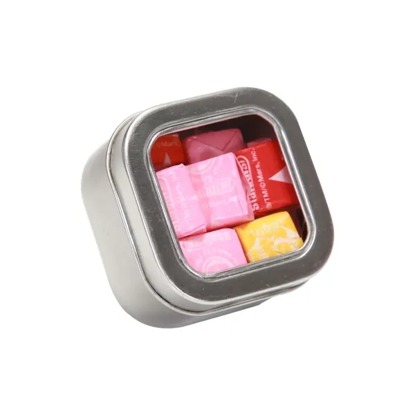 Small Square Window Tin filled with your choice of delicious candy... from ASI 68507 The Magnet Group / The 1919 Candy Company