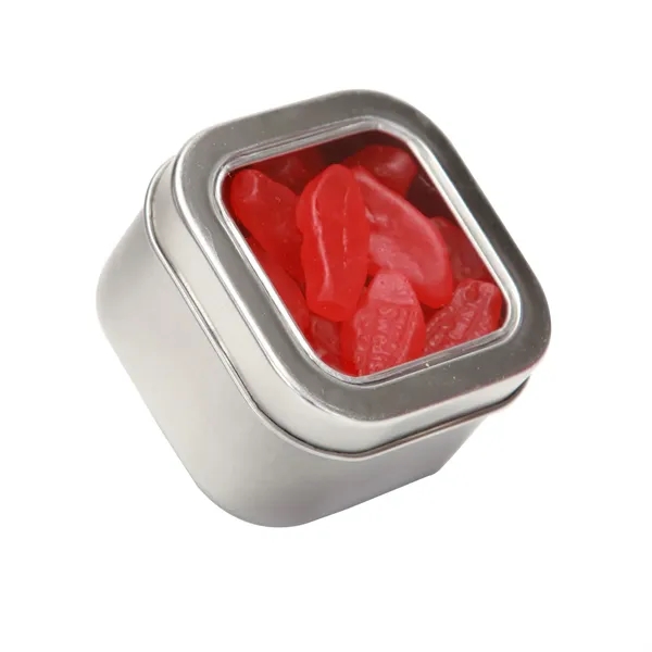 Small Square Window Tin filled with your choice of delicious candy... from ASI 68507 The Magnet Group / The 1919 Candy Company