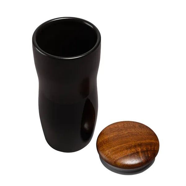 Tarrazu 12 oz. Double Wall Ceramic Tumbler w/ Wood Lid... from ASI 67866 Logomark/Valumark