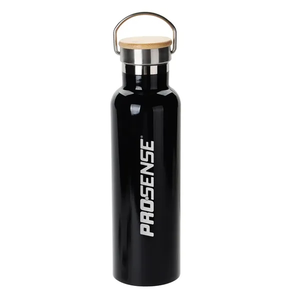 20 oz. stainless steel double wall vacuum insulated bottle with bamboo... from ASI 68507 The Magnet Group / Perfect Line