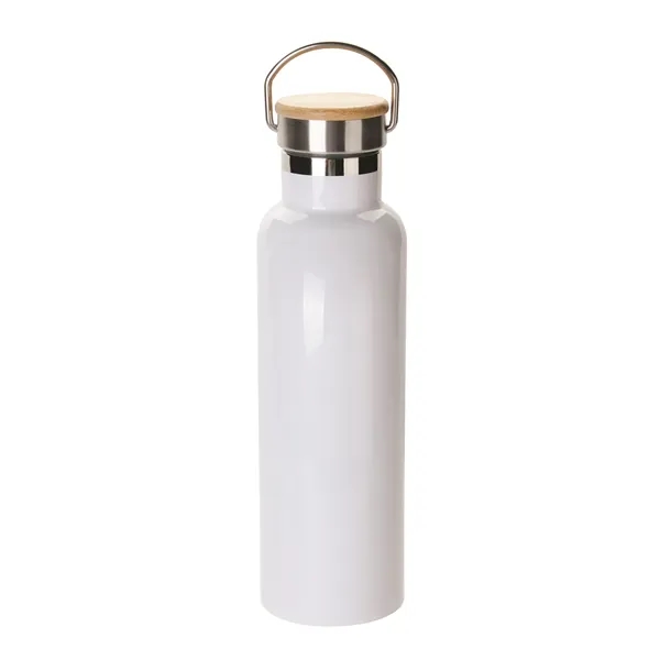 20 oz. stainless steel double wall vacuum insulated bottle with bamboo... from ASI 68507 The Magnet Group / Perfect Line