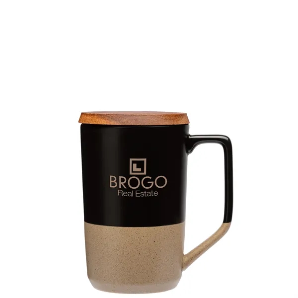 Mogiana 15 oz. Two-Tone Ceramic Mug w/ Wood Lid... from ASI 67866 Logomark/Valumark