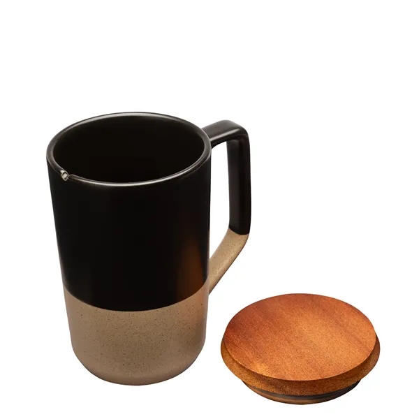Mogiana 15 oz. Two-Tone Ceramic Mug w/ Wood Lid... from ASI 67866 Logomark/Valumark
