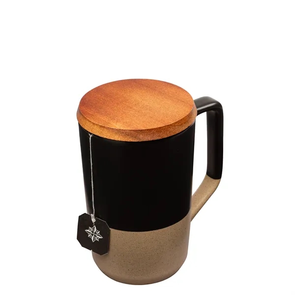 Mogiana 15 oz. Two-Tone Ceramic Mug w/ Wood Lid... from ASI 67866 Logomark/Valumark