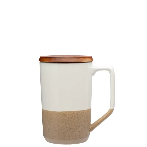 Mogiana 15 oz. Two-Tone Ceramic Mug w/ Wood Lid... from ASI 67866 Logomark/Valumark