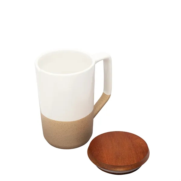 Mogiana 15 oz. Two-Tone Ceramic Mug w/ Wood Lid... from ASI 67866 Logomark/Valumark