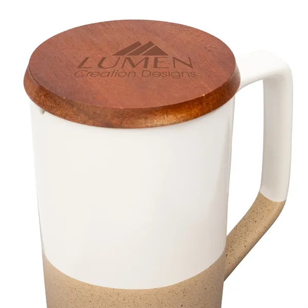 Mogiana 15 oz. Two-Tone Ceramic Mug w/ Wood Lid... from ASI 67866 Logomark/Valumark