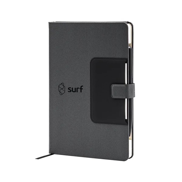 Hardcover notebook with 192 pages of A5 paper and fold-out phone... from ASI 68507 The Magnet Group / Perfect Line