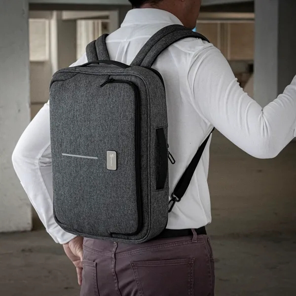 Briefcase/backpack design 16" laptop bag with front pocket and internal document... from ASI 68507 The Magnet Group / The Bag Factory®