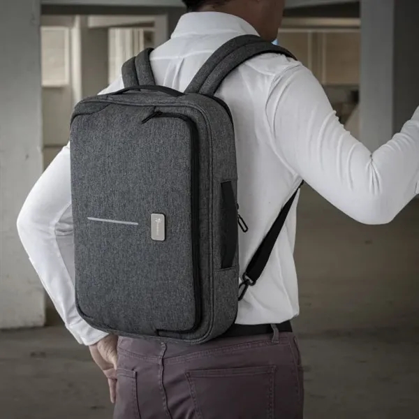 Briefcase/backpack design 16" laptop bag with front pocket and internal document... from ASI 68507 The Magnet Group / The Bag Factory®