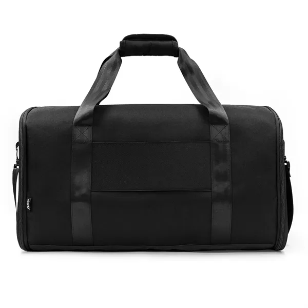 11" x 11.4375" x 20.5" black rPET duffel bag with foldable... from ASI 68507 The Magnet Group