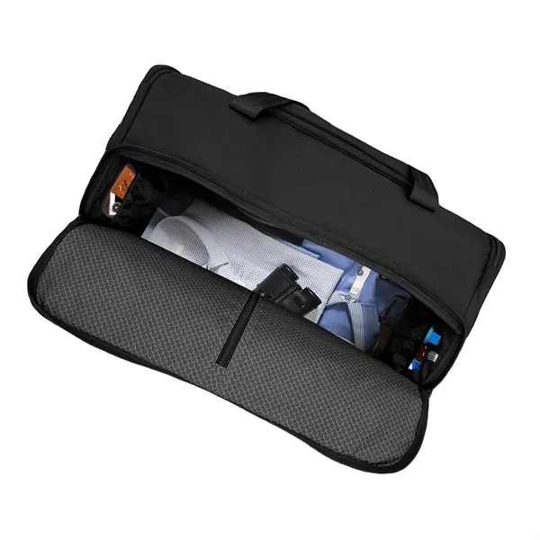 11" x 11.4375" x 20.5" black rPET duffel bag with foldable... from ASI 68507 The Magnet Group