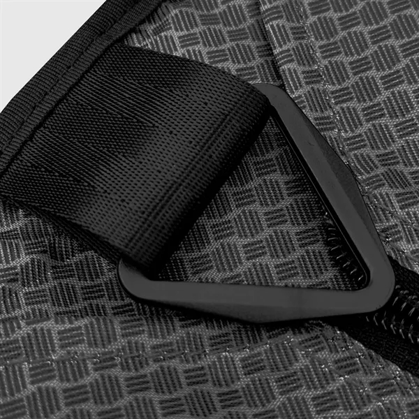 11" x 11.4375" x 20.5" black rPET duffel bag with foldable... from ASI 68507 The Magnet Group