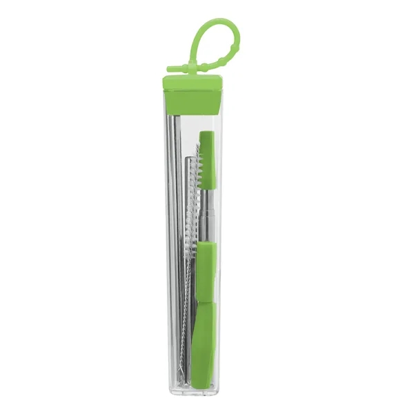 Seven-piece stainless steel straw set with cleaning brush in silicone case.... from ASI 67866 Logomark/Valumark