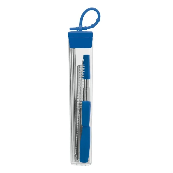 Seven-piece stainless steel straw set with cleaning brush in silicone case.... from ASI 67866 Logomark/Valumark