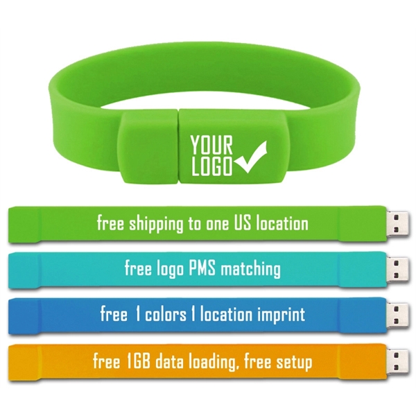Silicone wristband USB flash drive with multiple available capacities and colors.... from ASI 37218 Athena Promo (tm)