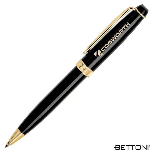 Twist action ballpoint pen with gloss lacquered finish, polished gold accents... from ASI 67866 Logomark/Valumark