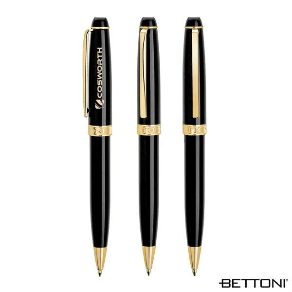 Twist action ballpoint pen with gloss lacquered finish, polished gold accents... from ASI 67866 Logomark/Valumark