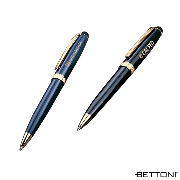 Twist action ballpoint pen with gloss lacquered finish, polished gold accents... from ASI 67866 Logomark/Valumark