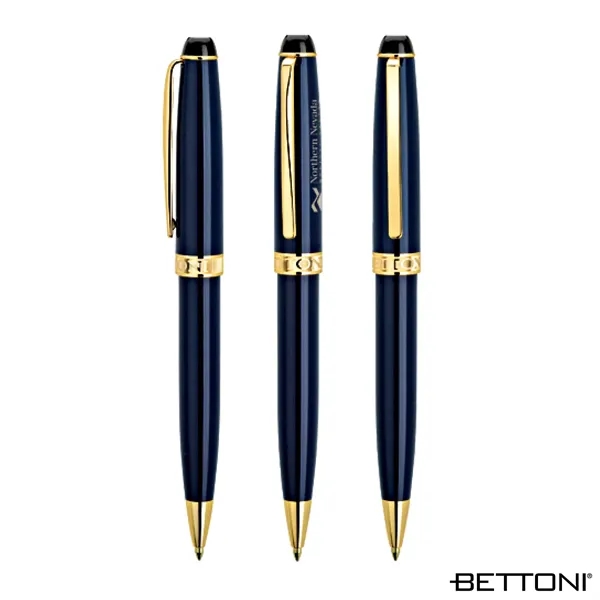 Twist action ballpoint pen with gloss lacquered finish, polished gold accents... from ASI 67866 Logomark/Valumark