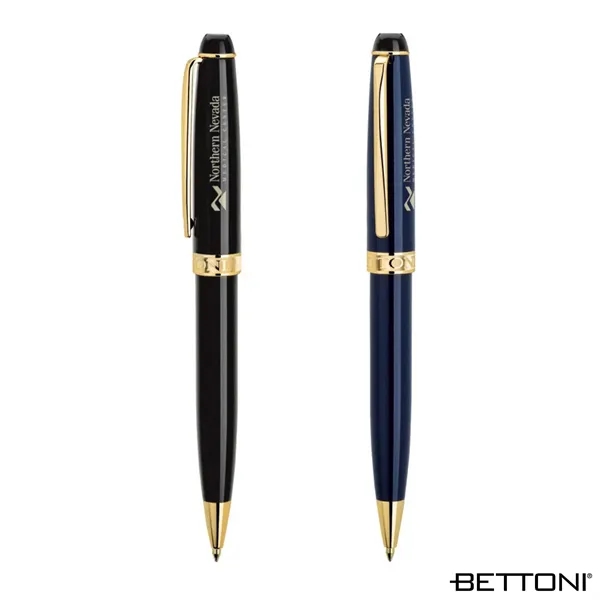 Twist action ballpoint pen with gloss lacquered finish, polished gold accents... from ASI 67866 Logomark/Valumark
