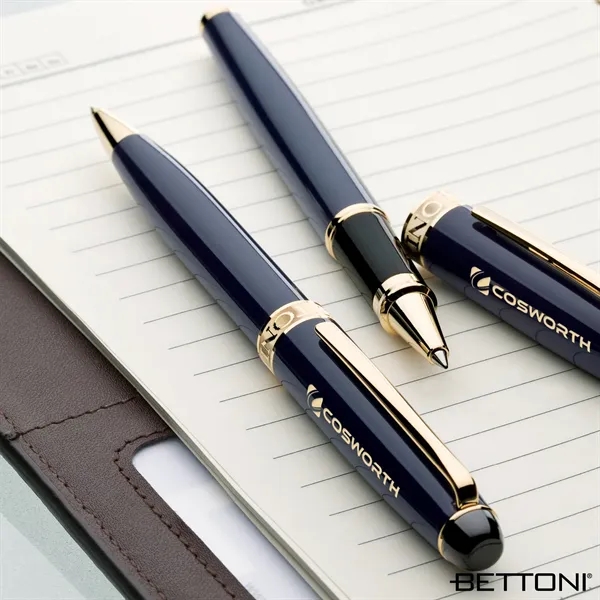 Twist action ballpoint pen with gloss lacquered finish, polished gold accents... from ASI 67866 Logomark/Valumark