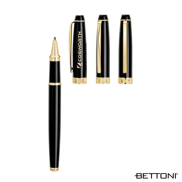 Rollerball pen with cap-off design, brass construction, gold clip and accents... from ASI 67866 Logomark/Valumark