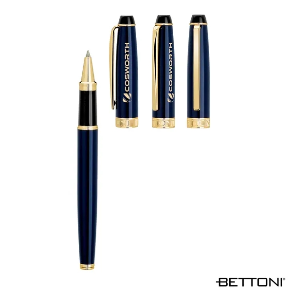 Rollerball pen with cap-off design, brass construction, gold clip and accents... from ASI 67866 Logomark/Valumark