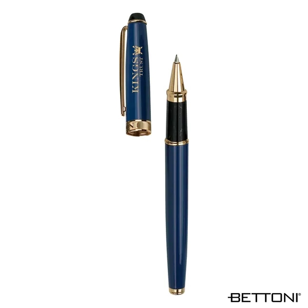 Rollerball pen with cap-off design, brass construction, gold clip and accents... from ASI 67866 Logomark/Valumark