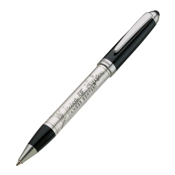 Ballpoint pen that features a custom-molded barrel, twist action mechanism and... from ASI 67866 Logomark/Valumark
