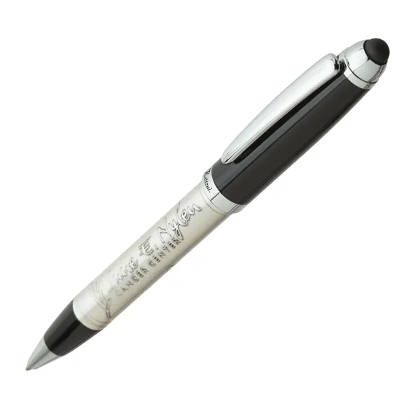 Ballpoint pen that features a custom-molded barrel, twist action mechanism and... from ASI 67866 Logomark/Valumark