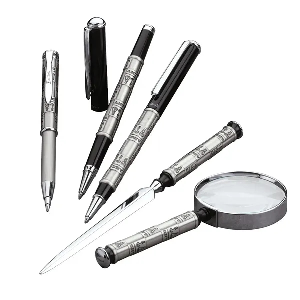 Telescoping ballpoint pen with etched barrel and antique sculptured cap.... from ASI 67866 Logomark/Valumark