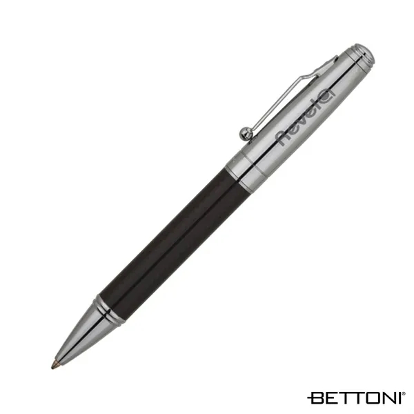 Twist action ballpoint pen with brass cap, high-gloss carbon fiber barrel... from ASI 67866 Logomark/Valumark