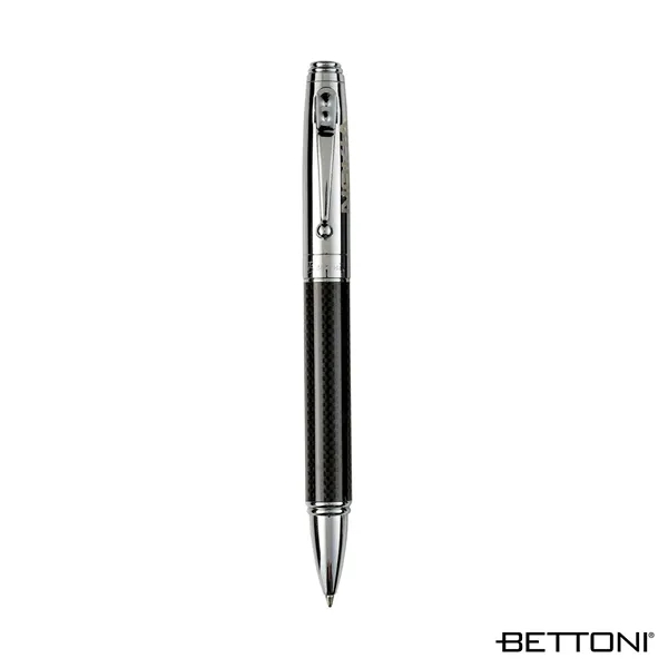 Twist action ballpoint pen with brass cap, high-gloss carbon fiber barrel... from ASI 67866 Logomark/Valumark