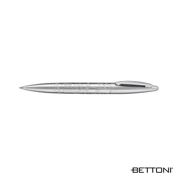 Twist-action ballpoint pen with fashionable styling and exquisite satin silver finish.... from ASI 67866 Logomark/Valumark
