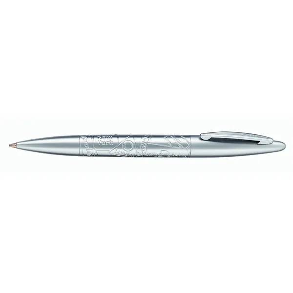 Twist-action ballpoint pen with fashionable styling and exquisite satin silver finish.... from ASI 67866 Logomark/Valumark