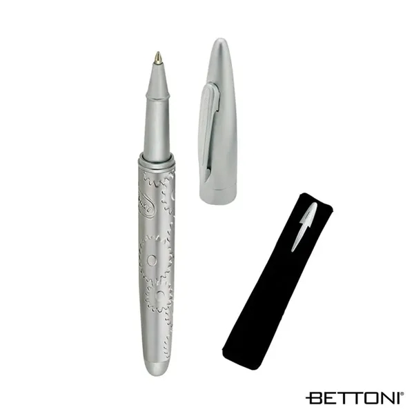 Cap-off rollerball pen with satin silver finish, solid brass construction and... from ASI 67866 Logomark/Valumark
