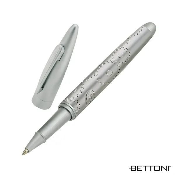 Cap-off rollerball pen with satin silver finish, solid brass construction and... from ASI 67866 Logomark/Valumark