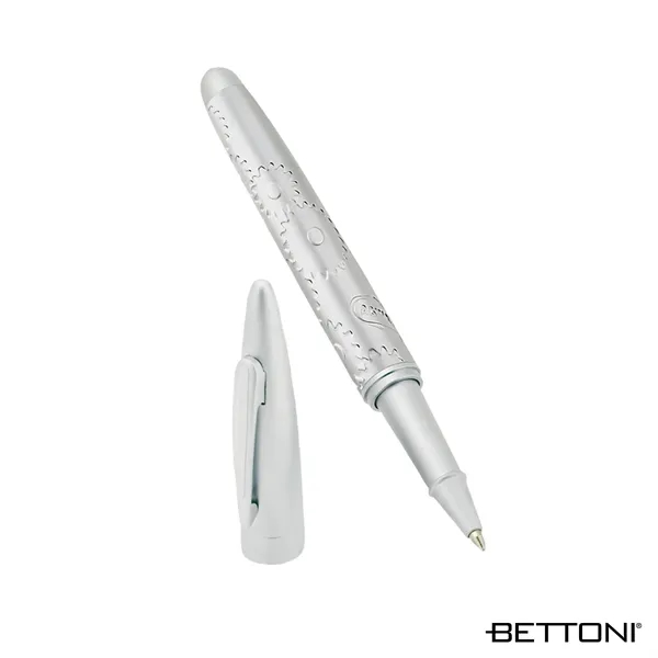 Cap-off rollerball pen with satin silver finish, solid brass construction and... from ASI 67866 Logomark/Valumark