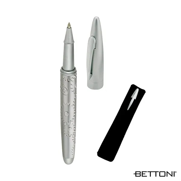 Cap-off rollerball pen with satin silver finish, solid brass construction and... from ASI 67866 Logomark/Valumark