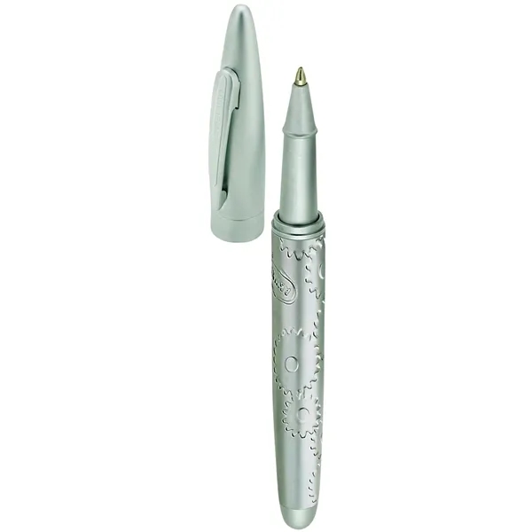 Cap-off rollerball pen with satin silver finish, solid brass construction and... from ASI 67866 Logomark/Valumark